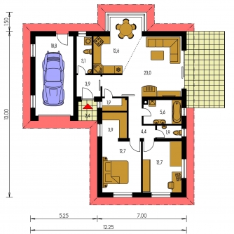 Mirror image | Floor plan of ground floor - BUNGALOW 40